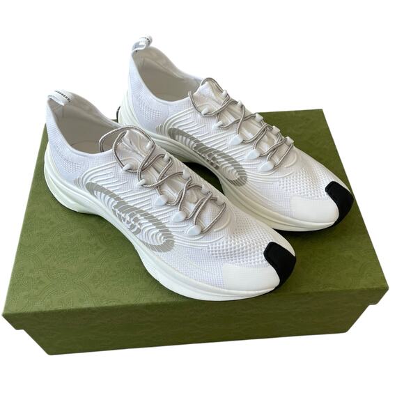 Gucci Run Sneaker Interlocking G White Technical Knit 680893 Men\'s 12.5 US 13